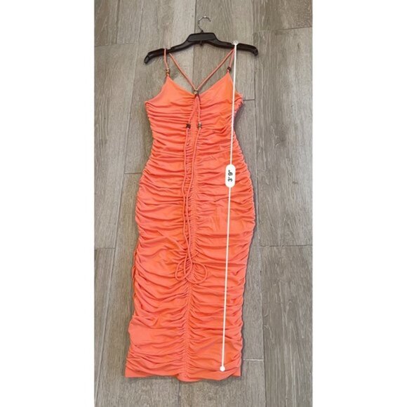 A.L.C. Allegra Ruched Bead-Embellished Midi-Dress Size M - Picture 11 of 13